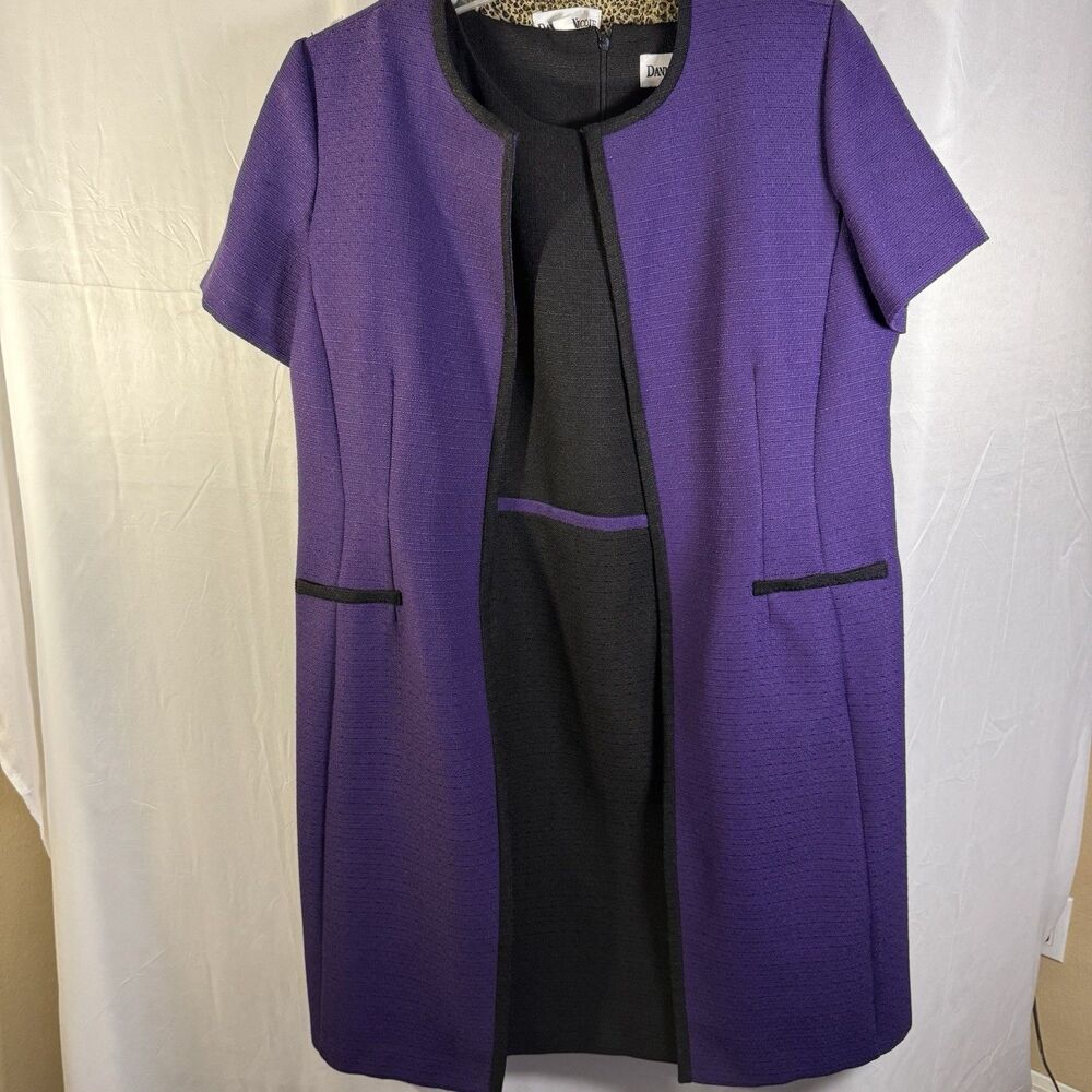 Danny & Nicole Women’s Size 16 Purple Black Dress & Short Sleeve Jacket 2 Piece - Picture 9 of 16
